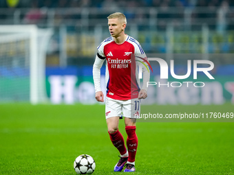 Oleksandr Zinchenko of Arsenal during the UEFA Champions League 2024/25 League Phase MD4 match between FC Internazionale and Arsenal at Stad...