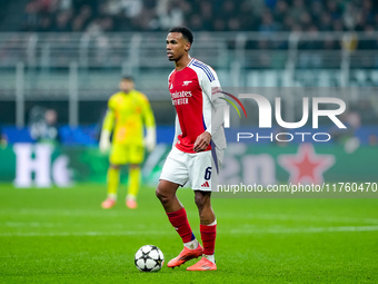 Gabriel of Arsenal during the UEFA Champions League 2024/25 League Phase MD4 match between FC Internazionale and Arsenal at Stadio San Siro...