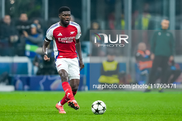 Thomas Partey of Arsenal during the UEFA Champions League 2024/25 League Phase MD4 match between FC Internazionale and Arsenal at Stadio San...