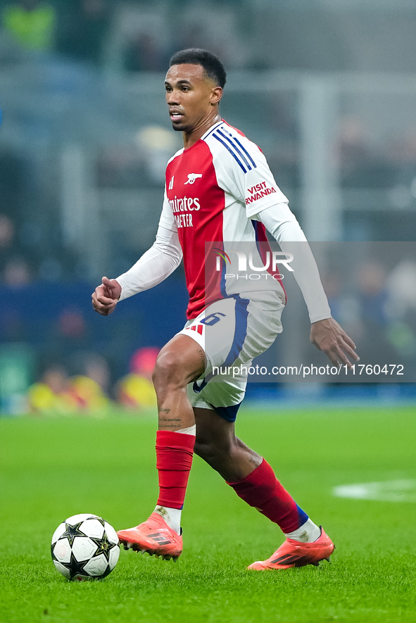 Gabriel of Arsenal during the UEFA Champions League 2024/25 League Phase MD4 match between FC Internazionale and Arsenal at Stadio San Siro...