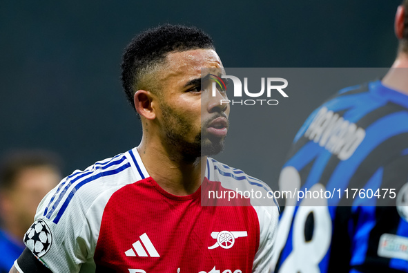 Gabriel Jesus of Arsenal looks on during the UEFA Champions League 2024/25 League Phase MD4 match between FC Internazionale and Arsenal at S...