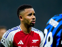 Gabriel Jesus of Arsenal looks on during the UEFA Champions League 2024/25 League Phase MD4 match between FC Internazionale and Arsenal at S...