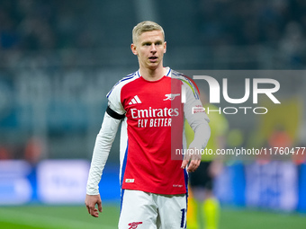 Oleksandr Zinchenko of Arsenal looks on during the UEFA Champions League 2024/25 League Phase MD4 match between FC Internazionale and Arsena...