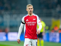 Oleksandr Zinchenko of Arsenal looks on during the UEFA Champions League 2024/25 League Phase MD4 match between FC Internazionale and Arsena...