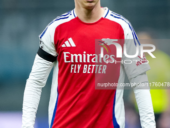 Oleksandr Zinchenko of Arsenal looks on during the UEFA Champions League 2024/25 League Phase MD4 match between FC Internazionale and Arsena...