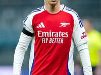 Oleksandr Zinchenko of Arsenal looks on during the UEFA Champions League 2024/25 League Phase MD4 match between FC Internazionale and Arsena...