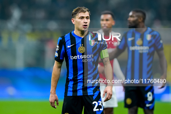 Nicolo' Barella of FC Internazionale looks on during the UEFA Champions League 2024/25 League Phase MD4 match between FC Internazionale and...