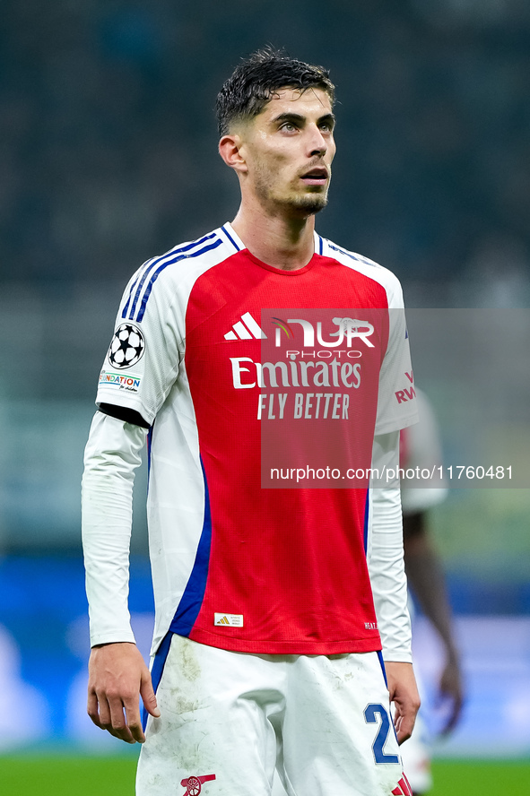 Kai Havertz of Arsenal during the UEFA Champions League 2024/25 League Phase MD4 match between FC Internazionale and Arsenal at Stadio San S...