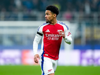 Ethan Nwaneri of Arsenal looks on during the UEFA Champions League 2024/25 League Phase MD4 match between FC Internazionale and Arsenal at S...