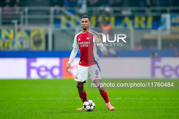 Gabriel of Arsenal during the UEFA Champions League 2024/25 League Phase MD4 match between FC Internazionale and Arsenal at Stadio San Siro...