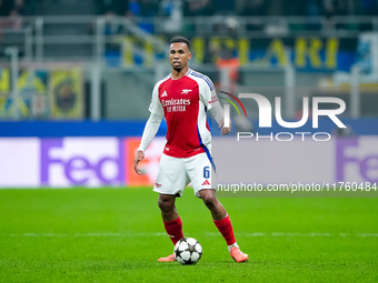 Gabriel of Arsenal during the UEFA Champions League 2024/25 League Phase MD4 match between FC Internazionale and Arsenal at Stadio San Siro...