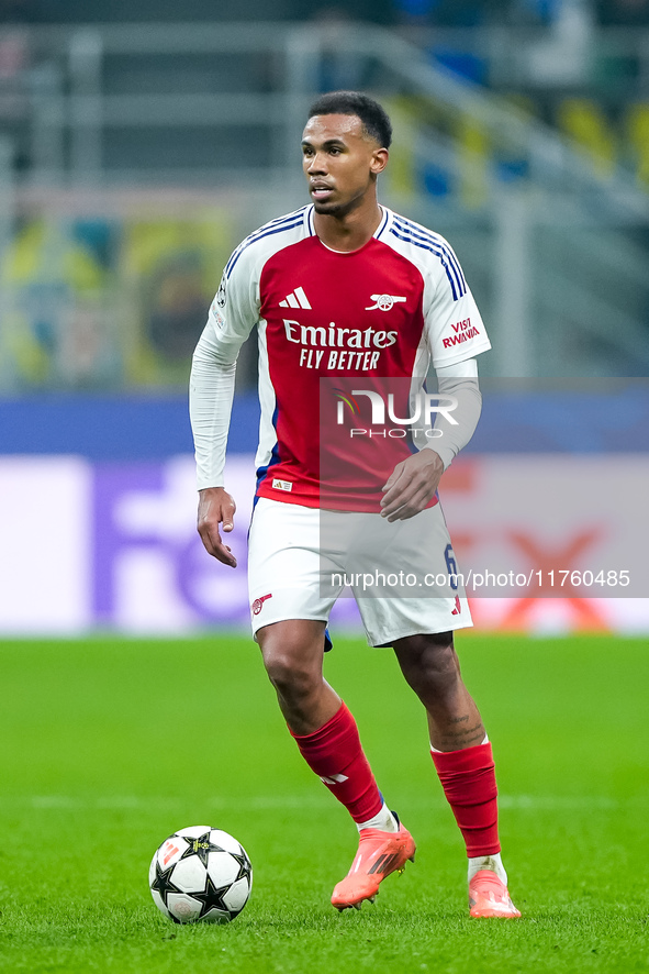 Gabriel of Arsenal during the UEFA Champions League 2024/25 League Phase MD4 match between FC Internazionale and Arsenal at Stadio San Siro...