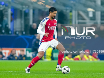 William Saliba of Arsenal during the UEFA Champions League 2024/25 League Phase MD4 match between FC Internazionale and Arsenal at Stadio Sa...