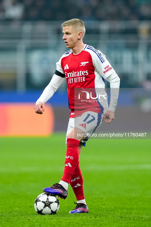 Oleksandr Zinchenko of Arsenal during the UEFA Champions League 2024/25 League Phase MD4 match between FC Internazionale and Arsenal at Stad...