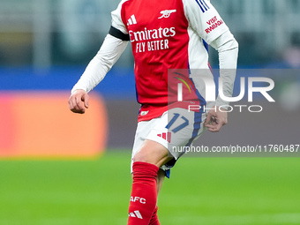 Oleksandr Zinchenko of Arsenal during the UEFA Champions League 2024/25 League Phase MD4 match between FC Internazionale and Arsenal at Stad...