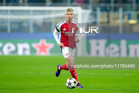 Oleksandr Zinchenko of Arsenal during the UEFA Champions League 2024/25 League Phase MD4 match between FC Internazionale and Arsenal at Stad...