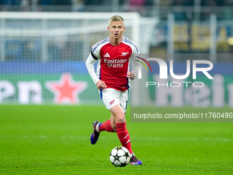 Oleksandr Zinchenko of Arsenal during the UEFA Champions League 2024/25 League Phase MD4 match between FC Internazionale and Arsenal at Stad...