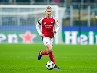 Oleksandr Zinchenko of Arsenal during the UEFA Champions League 2024/25 League Phase MD4 match between FC Internazionale and Arsenal at Stad...