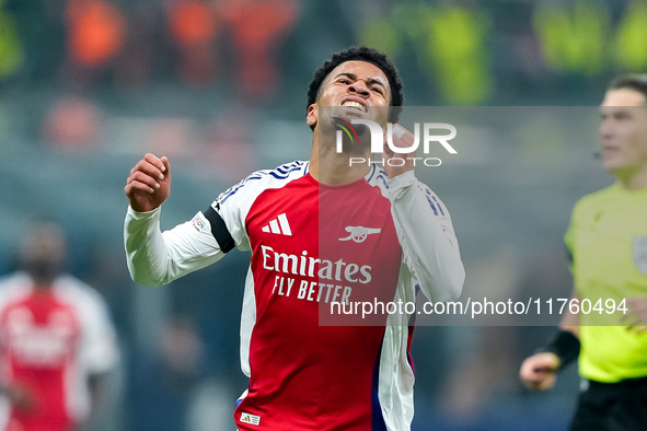 Ethan Nwaneri of Arsenal looks dejected during the UEFA Champions League 2024/25 League Phase MD4 match between FC Internazionale and Arsena...