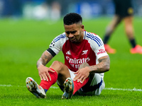 Gabriel Jesus of Arsenal lies dejected on the pitch during the UEFA Champions League 2024/25 League Phase MD4 match between FC Internazional...