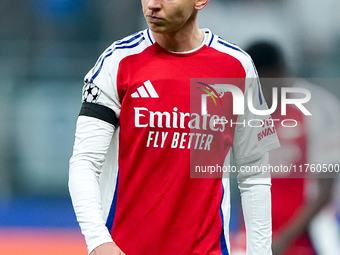 Oleksandr Zinchenko of Arsenal looks on during the UEFA Champions League 2024/25 League Phase MD4 match between FC Internazionale and Arsena...