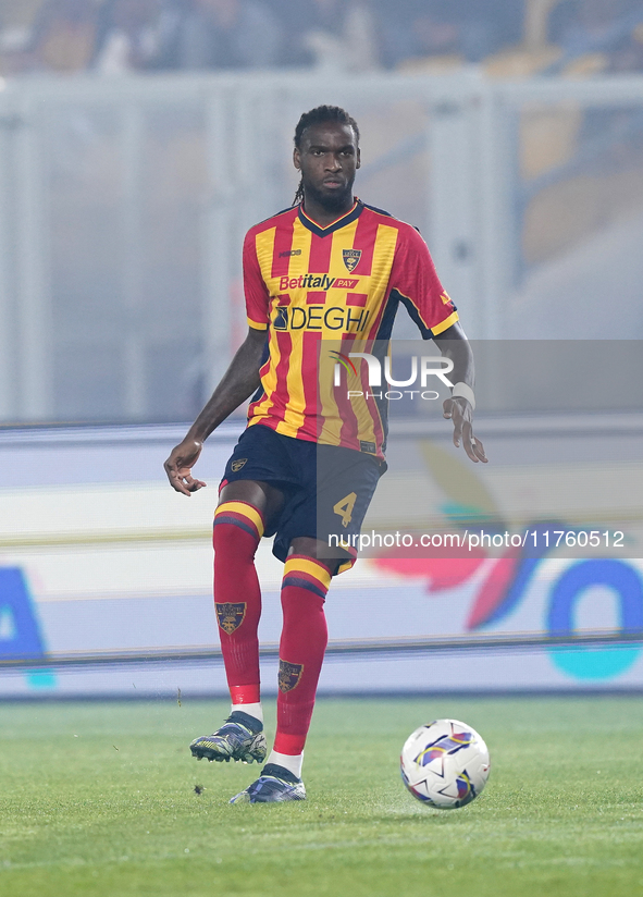 Kialonda Gaspar of US Lecce plays during the Serie A match between US Lecce and Empoli in Lecce, Italy, on November 8, 2024. 