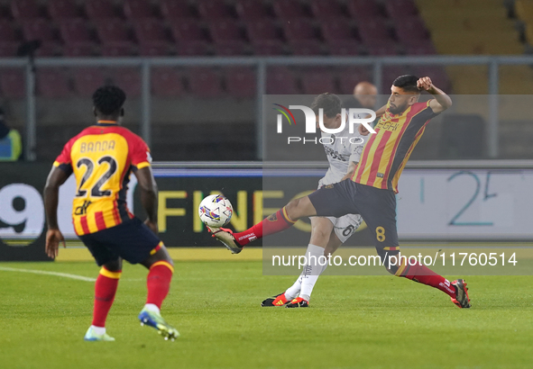 Hamza Rafia of US Lecce is in action during the Serie A match between US Lecce and Empoli in Lecce, Italy, on November 8, 2024. 