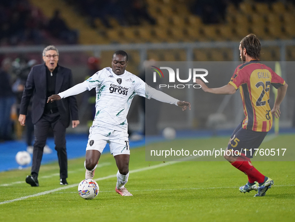 Emmanuel Gyasi of Empoli FC is in action during the Serie A match between US Lecce and Empoli in Lecce, Italy, on November 8, 2024. 