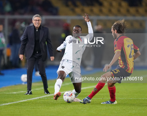 Emmanuel Gyasi of Empoli FC is in action during the Serie A match between US Lecce and Empoli in Lecce, Italy, on November 8, 2024. 