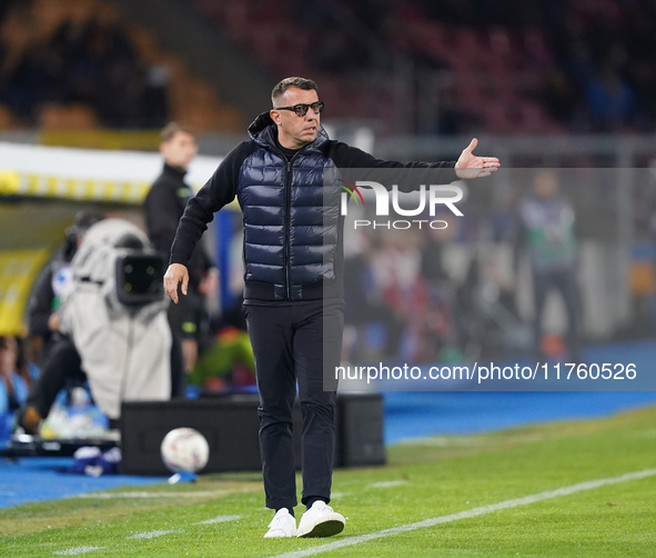 Roberto D'Aversa, head coach of Empoli FC, watches the Serie A match between US Lecce and Empoli in Lecce, Italy, on November 8, 2024. 