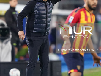 Roberto D'Aversa, head coach of Empoli FC, watches the Serie A match between US Lecce and Empoli in Lecce, Italy, on November 8, 2024. (