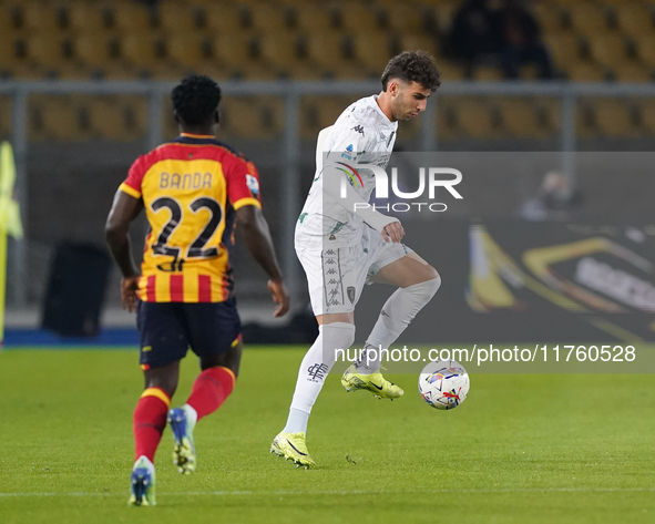 Saba Goglichidze of Empoli FC is in action during the Serie A match between US Lecce and Empoli in Lecce, Italy, on November 8, 2024. 