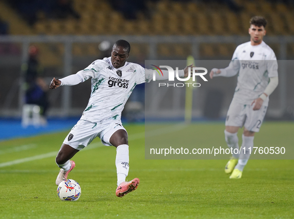 Emmanuel Gyasi of Empoli FC is in action during the Serie A match between US Lecce and Empoli in Lecce, Italy, on November 8, 2024. 