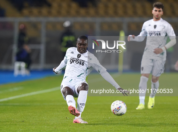 Emmanuel Gyasi of Empoli FC is in action during the Serie A match between US Lecce and Empoli in Lecce, Italy, on November 8, 2024. 