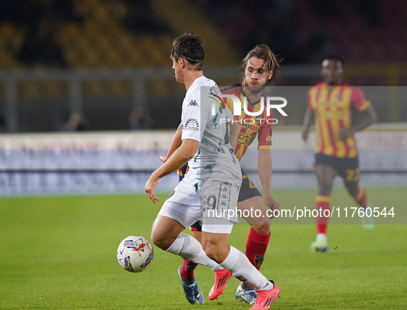 Antonino Gallo of US Lecce is in action during the Serie A match between US Lecce and Empoli in Lecce, Italy, on November 8, 2024. 