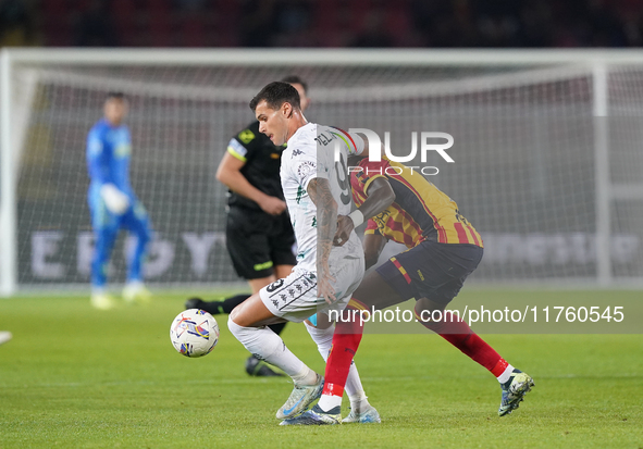 Pietro Pellegri of Empoli FC is in action during the Serie A match between US Lecce and Empoli in Lecce, Italy, on November 8, 2024. 