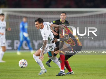 Pietro Pellegri of Empoli FC is in action during the Serie A match between US Lecce and Empoli in Lecce, Italy, on November 8, 2024. (