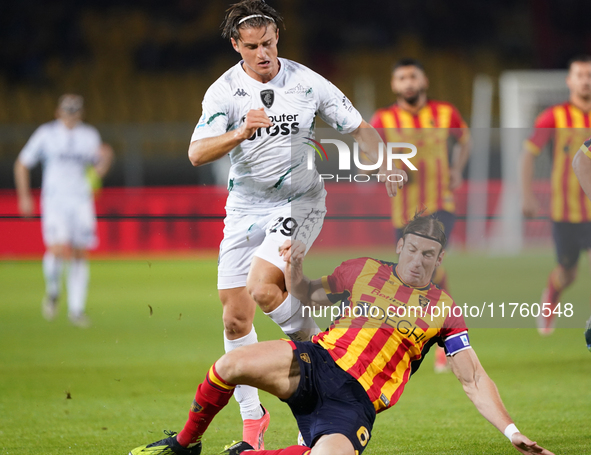 Lorenzo Colombo of Empoli FC is in action during the Serie A match between US Lecce and Empoli in Lecce, Italy, on November 8, 2024. 