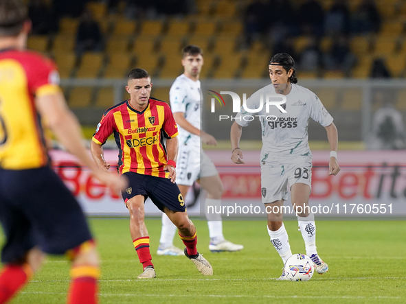 Youssef Maleh of Empoli FC is in action during the Serie A match between US Lecce and Empoli in Lecce, Italy, on November 8, 2024. 