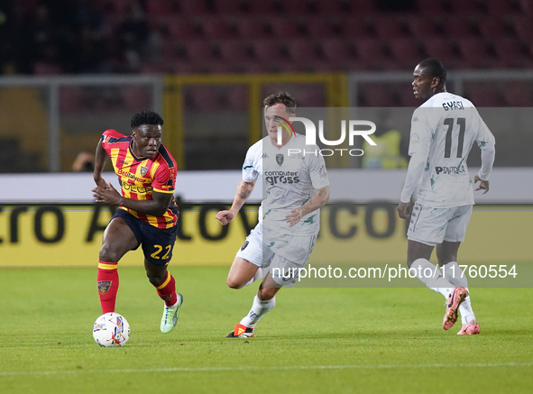 Lameck Banda of US Lecce is in action during the Serie A match between US Lecce and Empoli in Lecce, Italy, on November 8, 2024. 