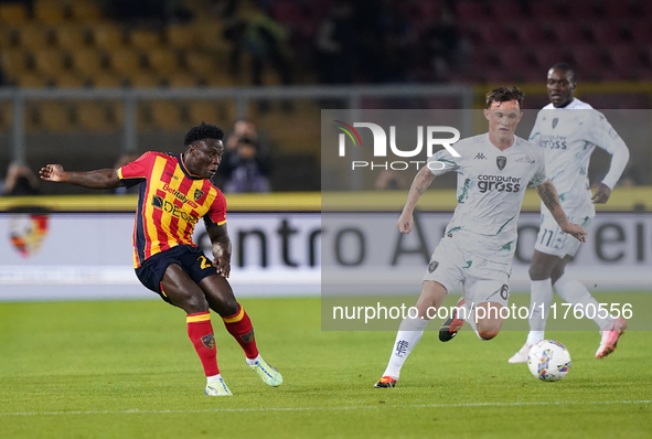 Lameck Banda of US Lecce is in action during the Serie A match between US Lecce and Empoli in Lecce, Italy, on November 8, 2024. 