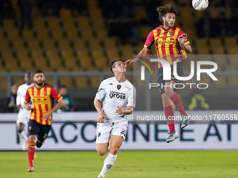 Antonino Gallo of US Lecce is in action during the Serie A match between US Lecce and Empoli in Lecce, Italy, on November 8, 2024. (