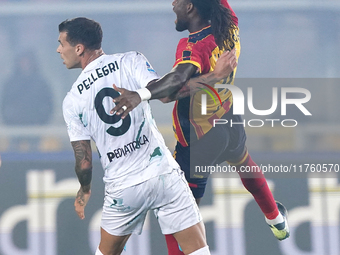 Pietro Pellegri of Empoli FC is in action during the Serie A match between US Lecce and Empoli in Lecce, Italy, on November 8, 2024. (