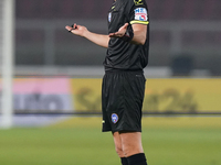 Referee Juan Luca Sacchi officiates the Serie A match between US Lecce and Empoli in Lecce, Italy, on November 8, 2024. (