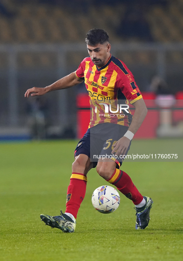 Santiago Pierotti of US Lecce is in action during the Serie A match between US Lecce and Empoli in Lecce, Italy, on November 8, 2024. 