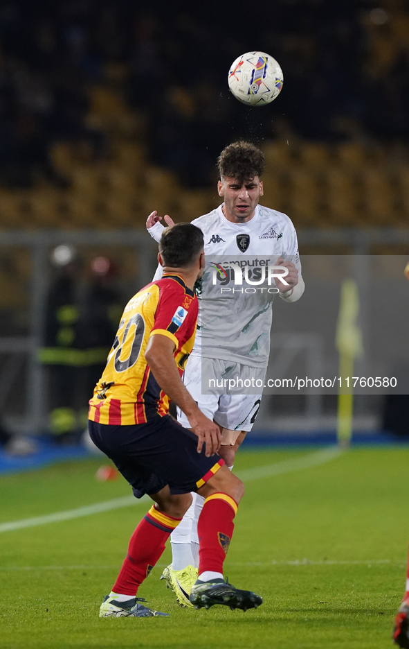 Saba Goglichidze of Empoli FC is in action during the Serie A match between US Lecce and Empoli in Lecce, Italy, on November 8, 2024. 