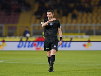 Referee Juan Luca Sacchi officiates the Serie A match between US Lecce and Empoli in Lecce, Italy, on November 8, 2024. (