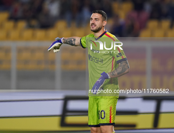 Wladimiro Falcone of US Lecce is in action during the Serie A match between US Lecce and Empoli in Lecce, Italy, on November 8, 2024. 