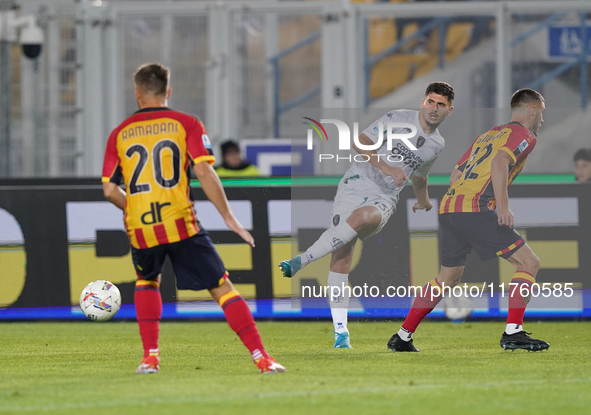 Liberato Cacace of Empoli FC is in action during the Serie A match between US Lecce and Empoli in Lecce, Italy, on November 8, 2024. 