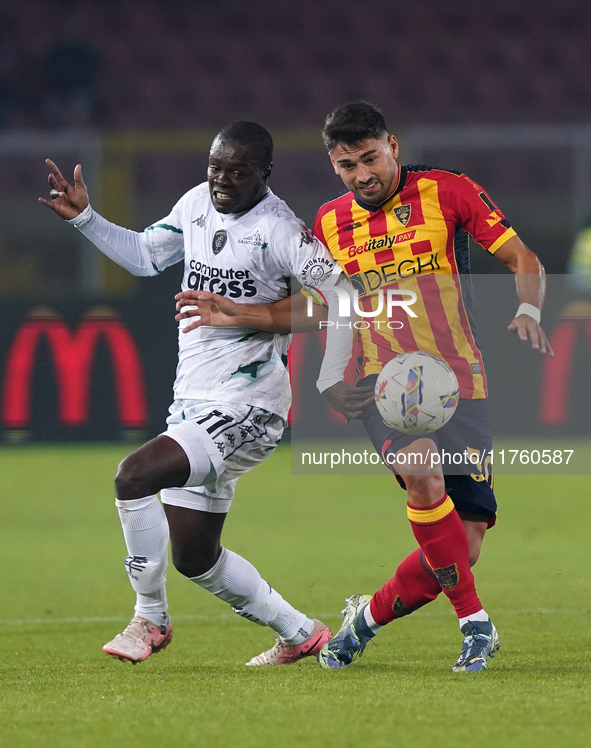 Santiago Pierotti of US Lecce is in action during the Serie A match between US Lecce and Empoli in Lecce, Italy, on November 8, 2024. 